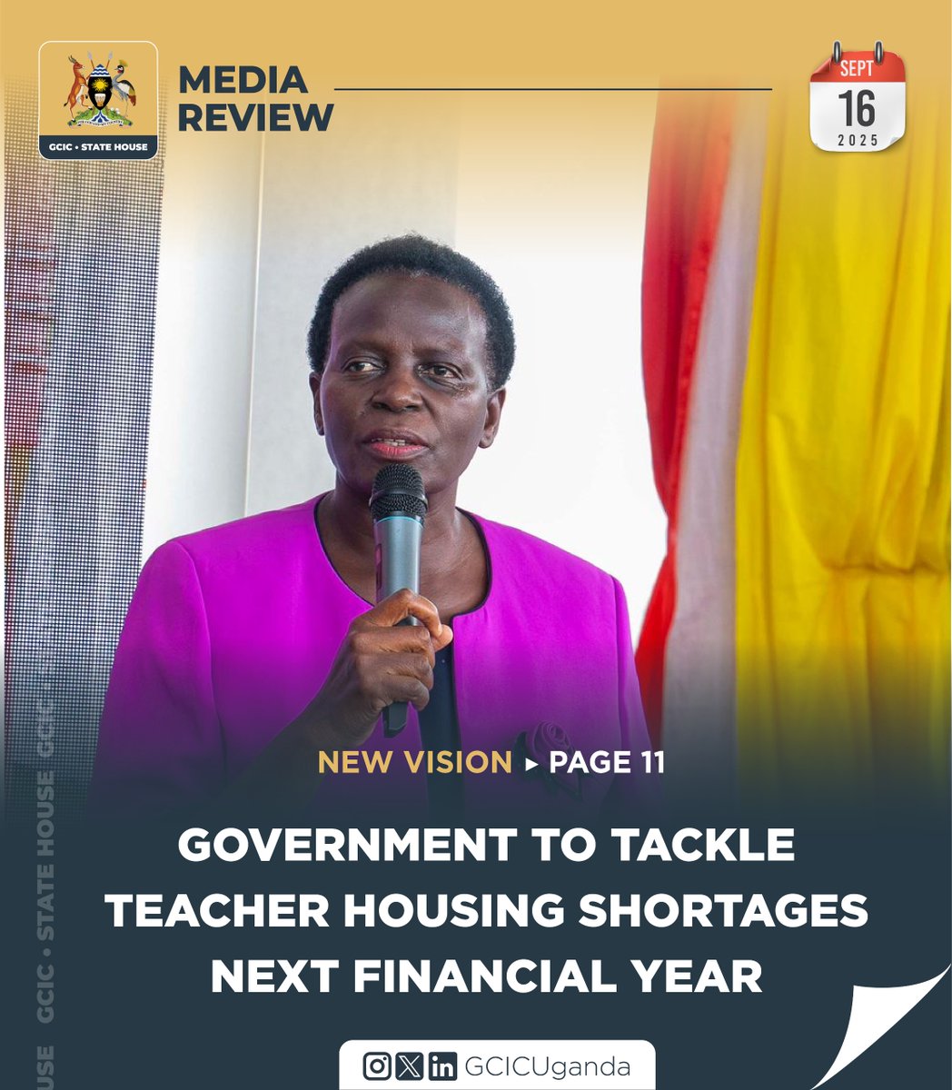The Government is assessing teachers’ housing needs in secondary schools, with plans to bridge the gap in FY 2026/27.

media.gcic.go.ug/media-review-1…

#GCICMediaReview