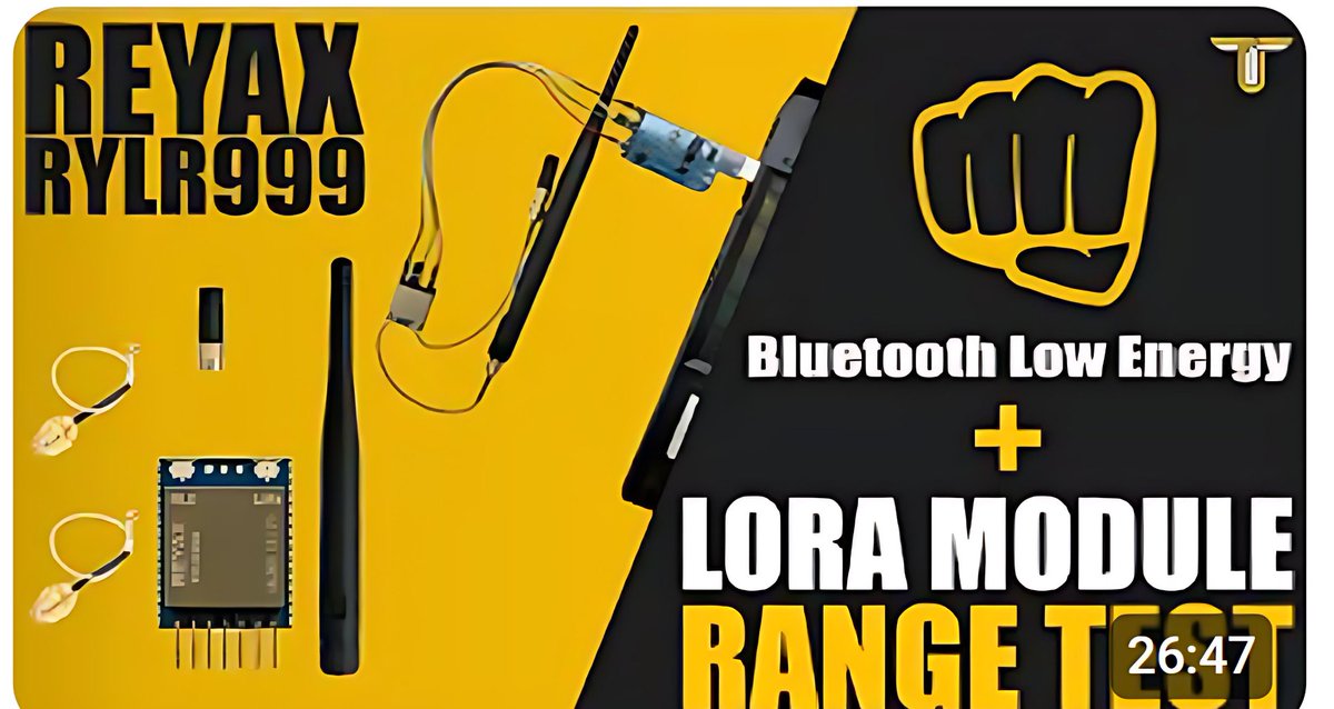 RYLR999: 30dBm 868/915 MHz LoRa® &amp; 20dBm 2.4GHz BLE UART Interface Long Range Transceiver Module.  

Visit the real-life testing video: youtube.com/watch?v=Ot7LgY… 

#Electronic #Arduino #lora #smartphone #Module #BLE #project #Bluetooth #drone
