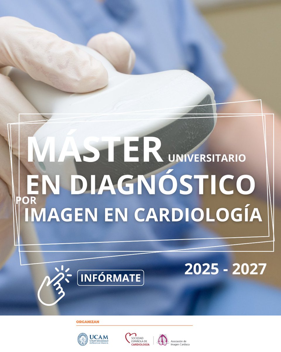 ⚠️ ÚLTIMAS PLAZAS | Máster en Diagnóstico por Imagen en Cardiología
📌 Fórmate en todas las técnicas de imagen cardiaca:
✔️ Ecocardiografía
✔️ Cardio-RM
✔️ TC cardiaca
✔️ Estudios isotópicos
💻 100 % online · 60 ECTS · 24 meses
📅 Inicio: octubre 2025 
👉 Más info en: