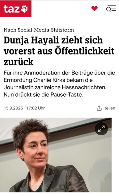 Wieso 'Hassnachrichten'? 

Ich fand, das war überwiegend berechtige Kritik. 
Als Zahler von Gebühren, die Hayali alimentiert, sollte man die äußern dürfen. 

Und ich freue mich, dass viele hier noch so wach sind, sich gegen Normalisierung politischer Morde zu stellen.