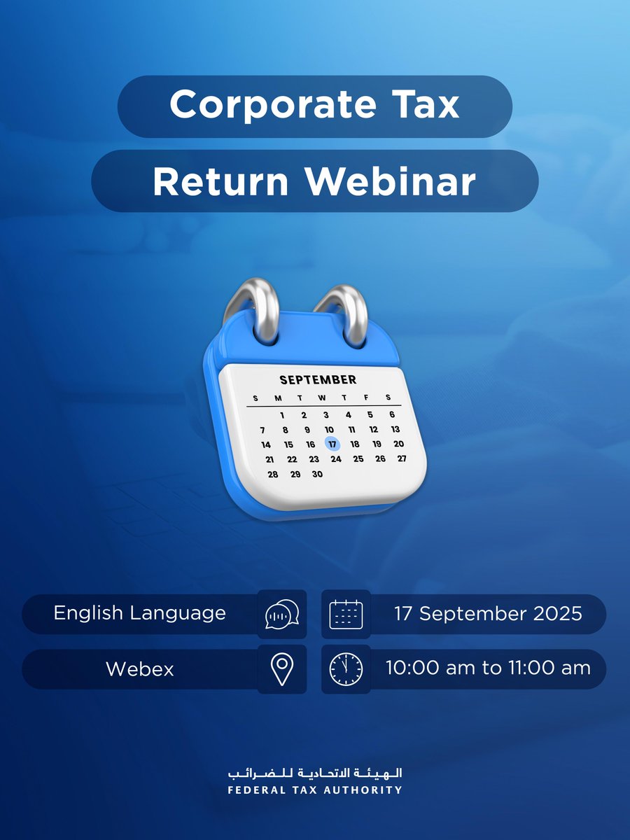 Join our webinar to learn how to submit the Corporate Tax Return.

Click the link to register:

tinyurl.com/mnksauz

#Corporate_Tax #FTA #Federal_Tax_Authority #UAE