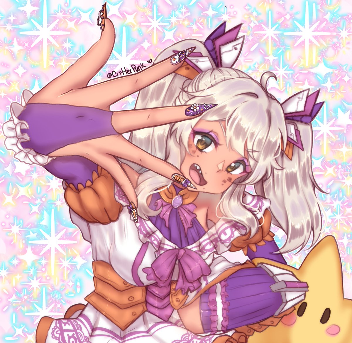 skeb commission for <a href="/99hiccupsVT/">99Hiccups ✨🔫 Gyaru Magical Girl || ✈️TWITCH-CON</a> of their magical gyaru girl,, so in love!! 🧡💜🤍