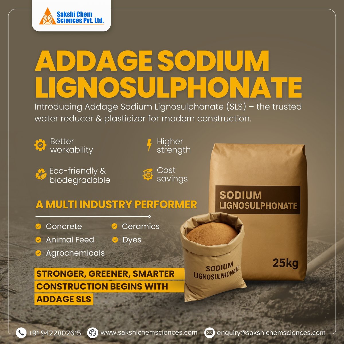 SakshiChemSci's tweet image. 🌟 Addage Sodium Lignosulphonate Powder – The trusted water reducer &amp;amp; plasticizer for stronger, durable concrete.
Enhance workability ✔ Reduce water demand ✔ Improve strength ✔

#Addage #SodiumLignosulphonate #ConstructionChemicals #ConcreteStrength #DurableStructures
