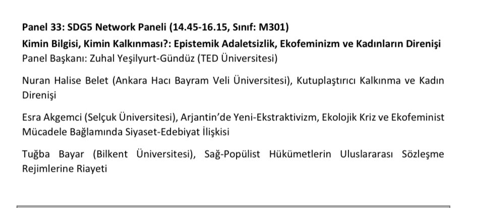 sdg5network's tweet photo. @ZuhalYeilyurtG1 @YZehra80 @brcsr_ @plnsnmzz @siyasiilimlertd Kimin Bilgisi? Kimin Kalkınması? Epistemik Adaletsizlik, Ekofeminizm ve Kadınların Direnci paleninde @nrnblt  #EsraAkgemci ve @tugbaoezden @ZuhalYeilyurtG1 hocalarımızla beraberiz💜 https://t.co/OF4y3DMa7n