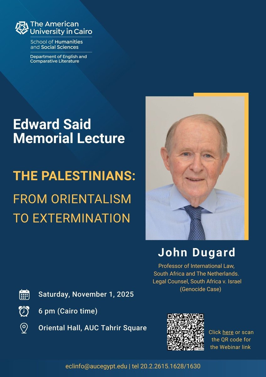 Join us November 1 for John Dugard's Edward Said Memorial Lecture.