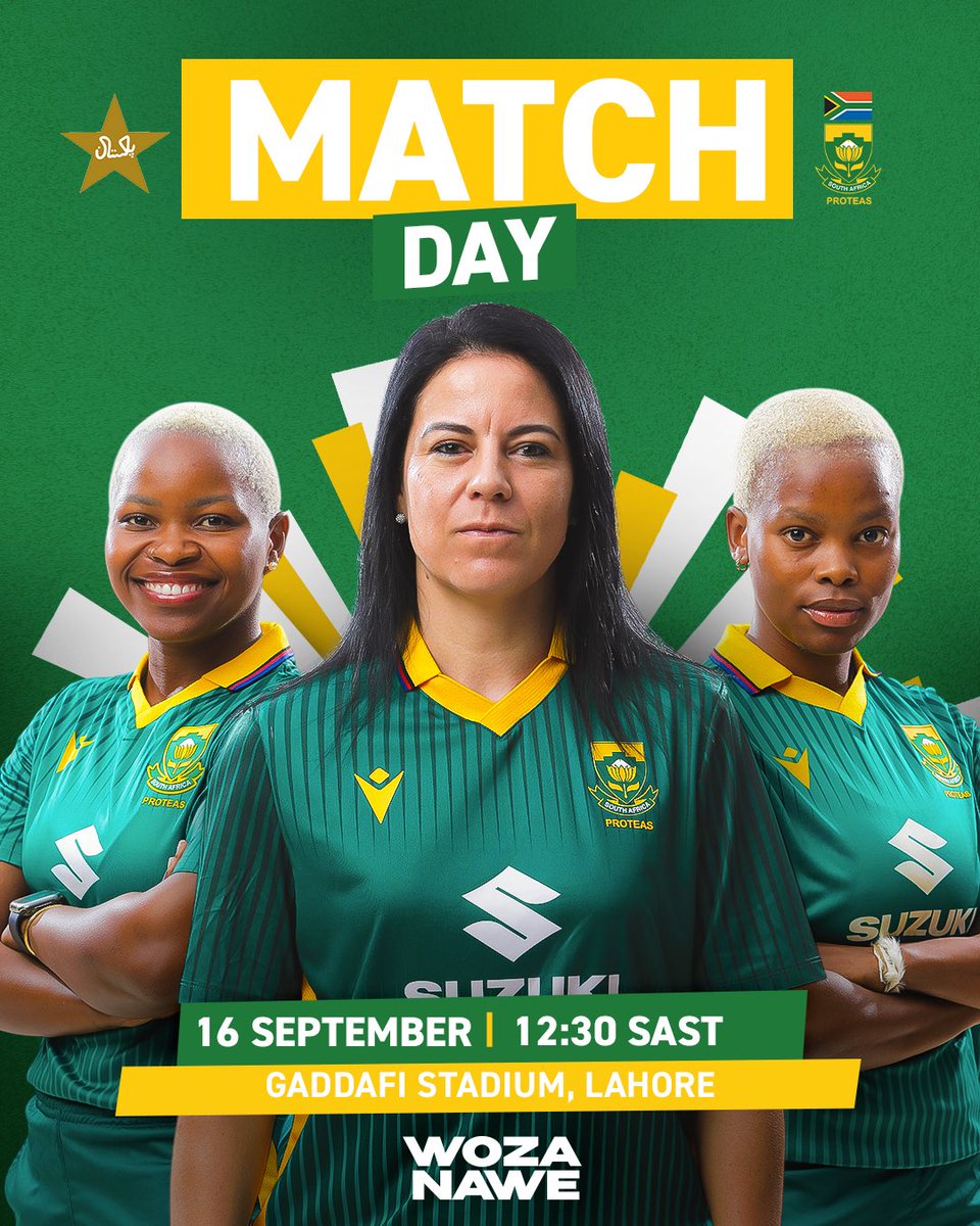 It's the ODI series opener! 🏏

Our Proteas Women are set for battle as they look to strike first against Pakistan. 🇿🇦

Catch every moment live on SuperSport! 📺

#AlwaysRising #WozaNawe