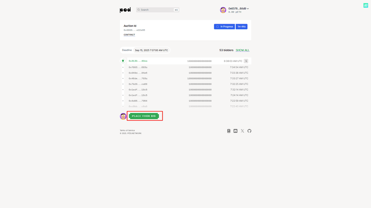 Mee_Airdrop's tweet photo. Giới thiệu ae Testnet Layer1 @poddotnetwork - Raise 10M$ backer A16z, 1kx Venture,...vv ⭐️

Poddotnetwork - đang xây dựng blockchain thế hệ mới nhanh như Google Search, đơn giản cho dev, không còn cảnh nghẽn mạng, phí cao. Họ vừa thành công raise $10M từ a16z và các quỹ lớn. Đây có thể là nền móng Web3 thực sự để dev xây app dùng được trong đời sống và công việc hàng ngày.

🪬Hướng dẫn A-Z:

1️⃣ Truy cập : https://t.co/TR5pSAqZ8g - Connect ví
2️⃣ Ae faucet fee pETH để tham gia
3️⃣ Có fee rồi ae chọn auctions ở trang chủ => Click vào phiên đấu giá còn time => ấn Place your bid => Nhập Value và Data ( Data ae điền gì cũng được còn value ae để ít thôi vì còn làm lâu dài ) => Cuối cùng ae xác nhận bid là ok

📌Những lưu ý:
➣ Ae nên kiểm tra hợp đồng trước bid và ví
➣ Đôi khi có nhiều hợp đồng sẽ không hiện phần Place Your Bid
➣ Role OG con này trên Discord ae tham khảo thử ( Link Discord dự án nằm trên page dự án ).