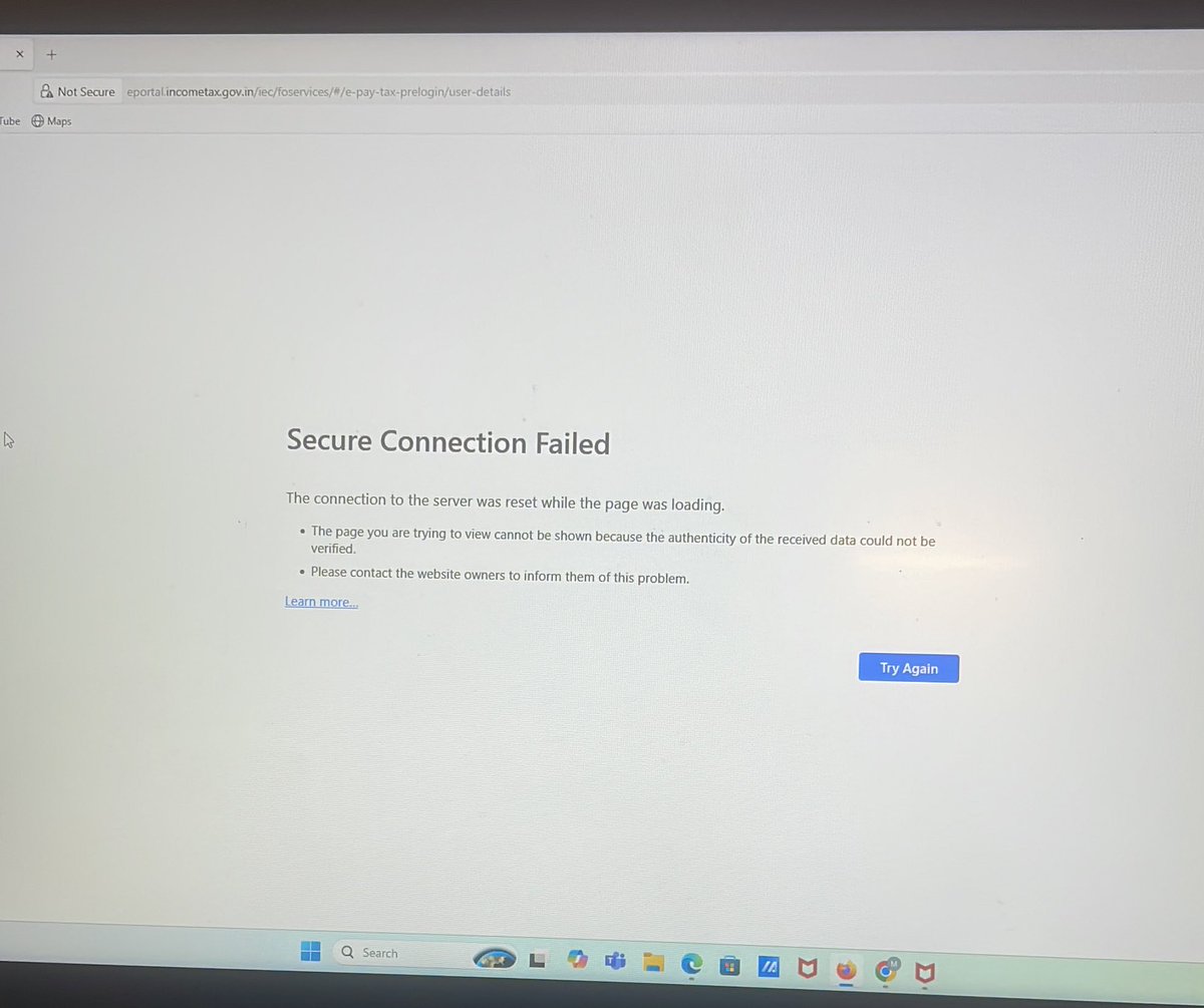 Dr_Chinns's tweet image. Dear @IncomeTaxIndia 
The site eportal.incometax.gov.in is not working for the past two days. 
I tried changing 3 browsers, deleted the cache and tried again, but still not working.