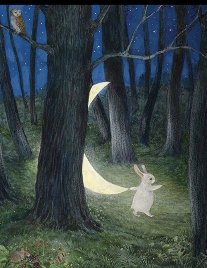 frome_maude's tweet image. Rabbit hiding the waning moon deep in the forest.
#NewMoon #solareclipse Sunday 21st September
#lunar #folklore #FairyTaleTuesday
#Art: Feridun Oral