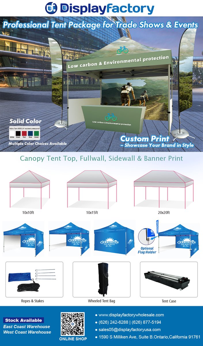 DisplayFactory8's tweet image. DisplayFactory’s Professional Tent Packages! 🎪✨

✅ Multiple sizes: 10x10ft, 10x15ft, 20x20ft
✅ Includes canopy alu frame, top cover, walls, banners &amp;amp; more
✅ Fast shipping from East &amp;amp; West Coast warehouses

displayfactorywholesale.com/collections/ca…

#Displayfactory #TradeShowTent