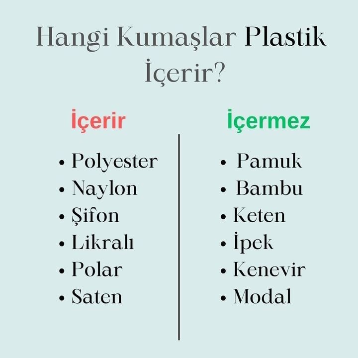 dogalyasalar's tweet image. Hangi Kumaşlar Plastik İçerir?