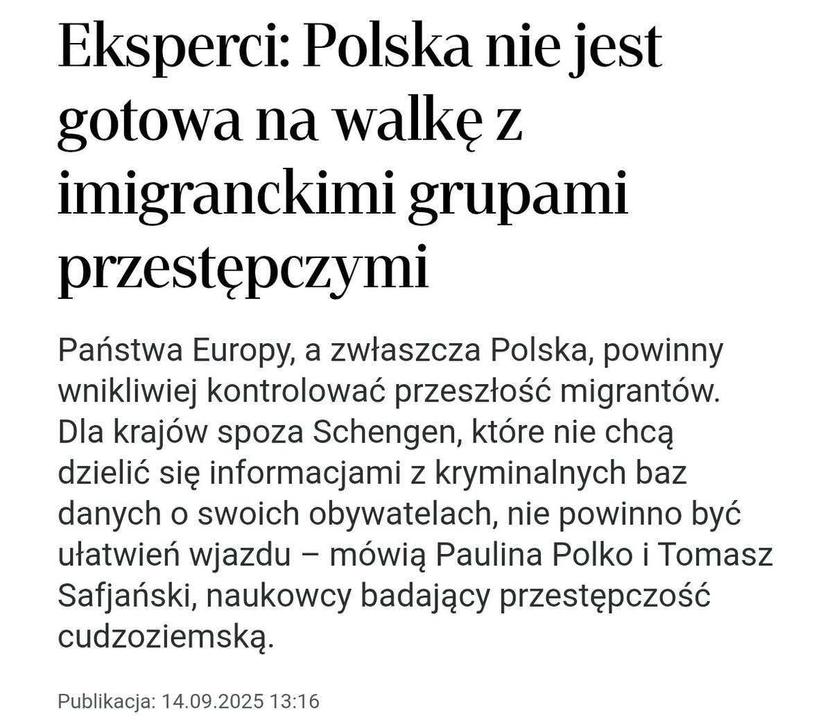 🚨 Eksperci ostrzegają: Polska NIE jest gotowa na walkę z imigranckimi grupami przestępczymi! 📈

Według Pauliny Polko i Tomasza Safjańskiego, przestępczość cudzoziemców rośnie lawinowo – np. wśród Ukraińców +1000% w 10 lat (z 416 do 4764 przestępstw), a Gruzinów +2400%, z