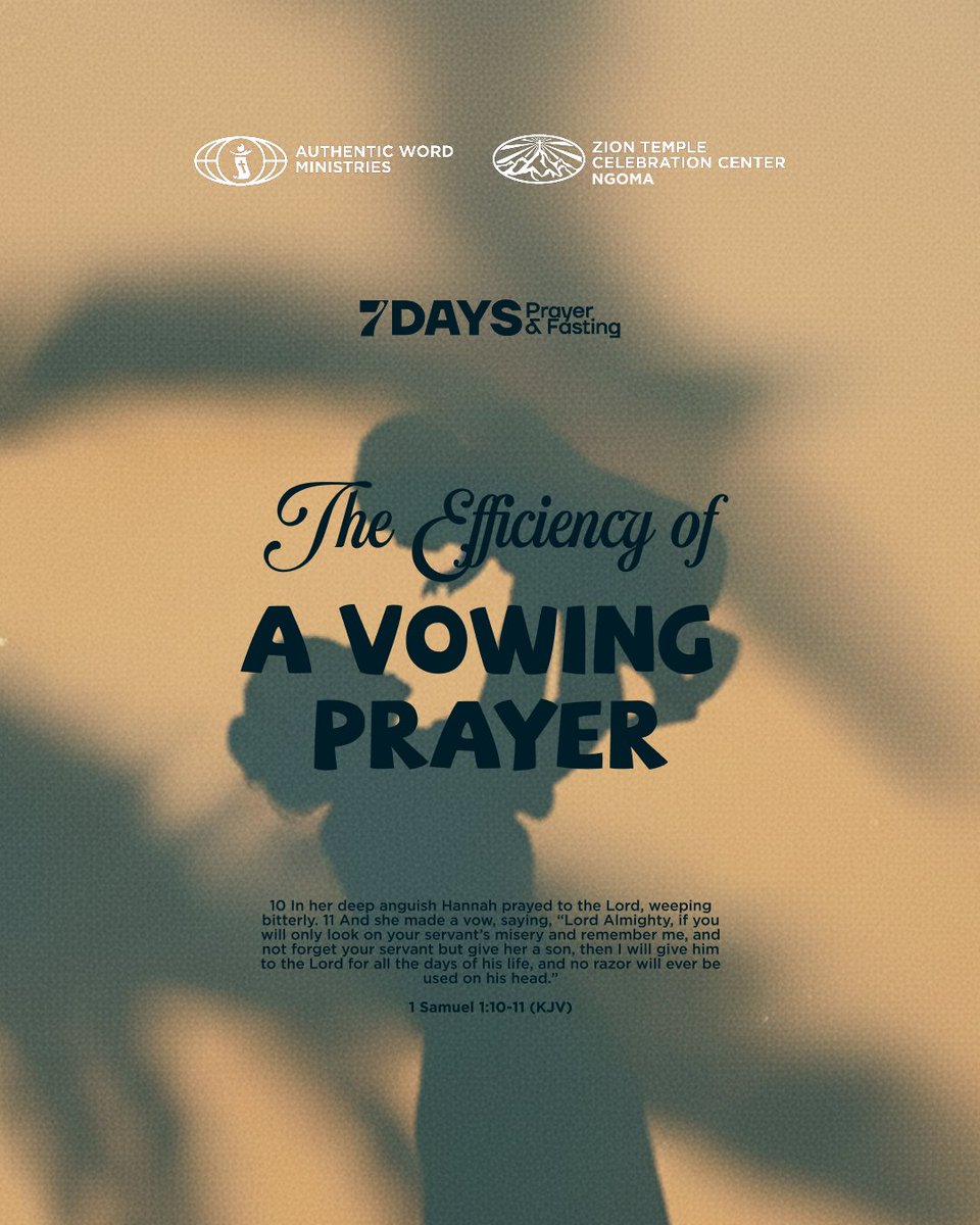 This week, we gather for fasting &amp; prayer under the theme: The Efficiency of a Vowing Prayer (1 Sam 1:10–11).
Join us daily: Morning Devotion, Lunch Hour, Evening Service—as we seek the God who hears, remembers and answers our prayers.
Bring a loved one to share in the blessing!