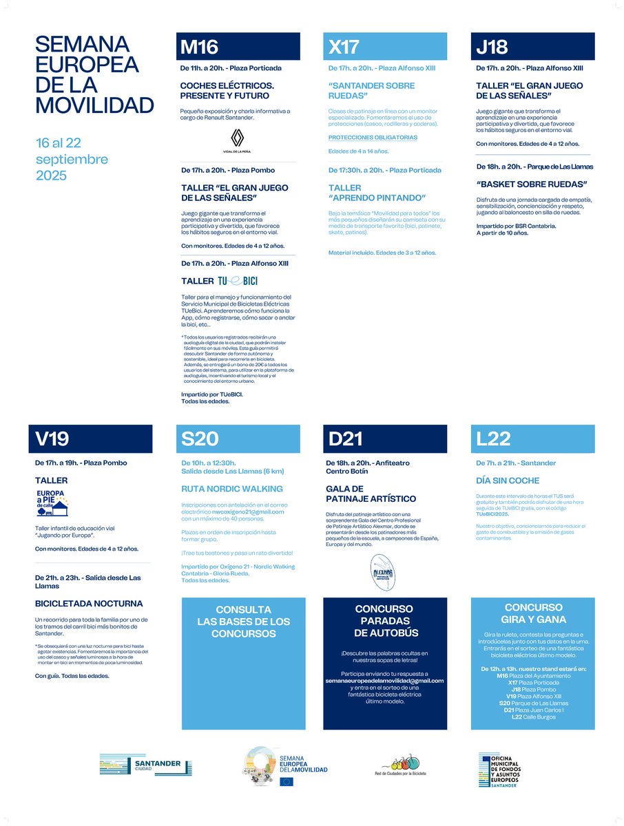 🚴‍♀️🚴‍♂️¡Hoy comienza la Semana Europea de la Movilidad!

Estate atento, porque hay actividades para todos ¡y no puedes faltar!🤗

#semanaeuropeamovilidad #santandersostenible #santanderenbici