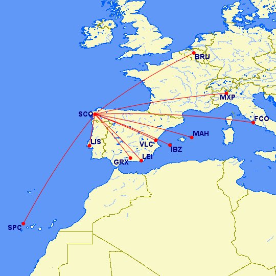 Rutas con potencial desde SCQ que debería operar <a href="/vueling/">Vueling Airlines</a> ¿ os animáis con alguna?