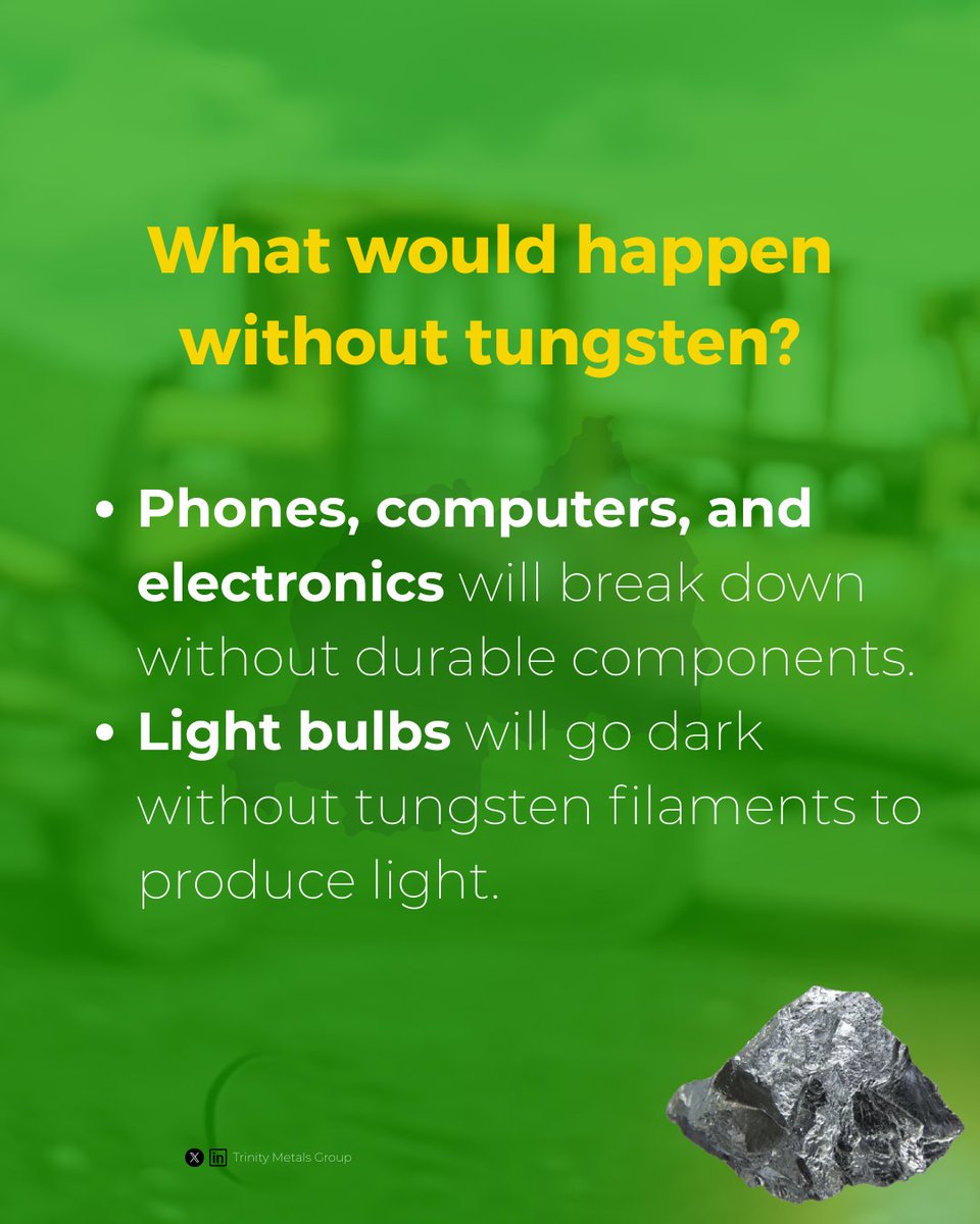 Trinity_Metals's tweet image. #Tungsten might not be a familiar daily life name, or you might not know it, but Tungsten makes your daily life possible. Without it, things go dark and stop moving!. From glowing bulbs to working gadgets, tungsten is the hidden metal that keeps life bright and moving.
#RwOT