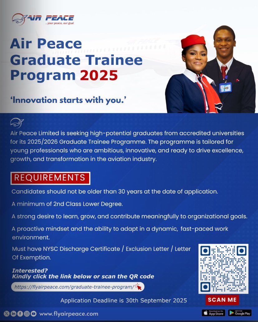 To whom it may concern. 

flyairpeace.com/graduate-train…