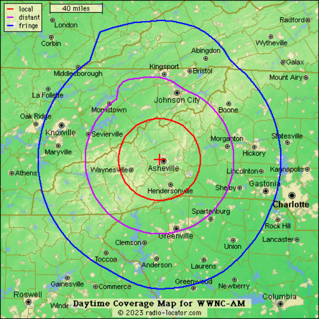 1/2
If you live in the red circle, you have no excuse; listen in to my talk with WWNC 570's Mark Starling starting around 8:43. 

We will talk about a potential racial discrimination fight between Buncombe County and the US Department of Justice. #ncpol <a href="/Starling570wwnc/">Starling</a>