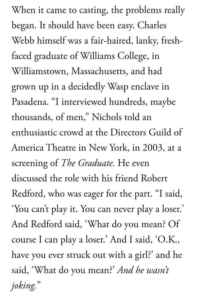 I got this slightly wrong, it was Mike Nichols about casting him in The Graduate.