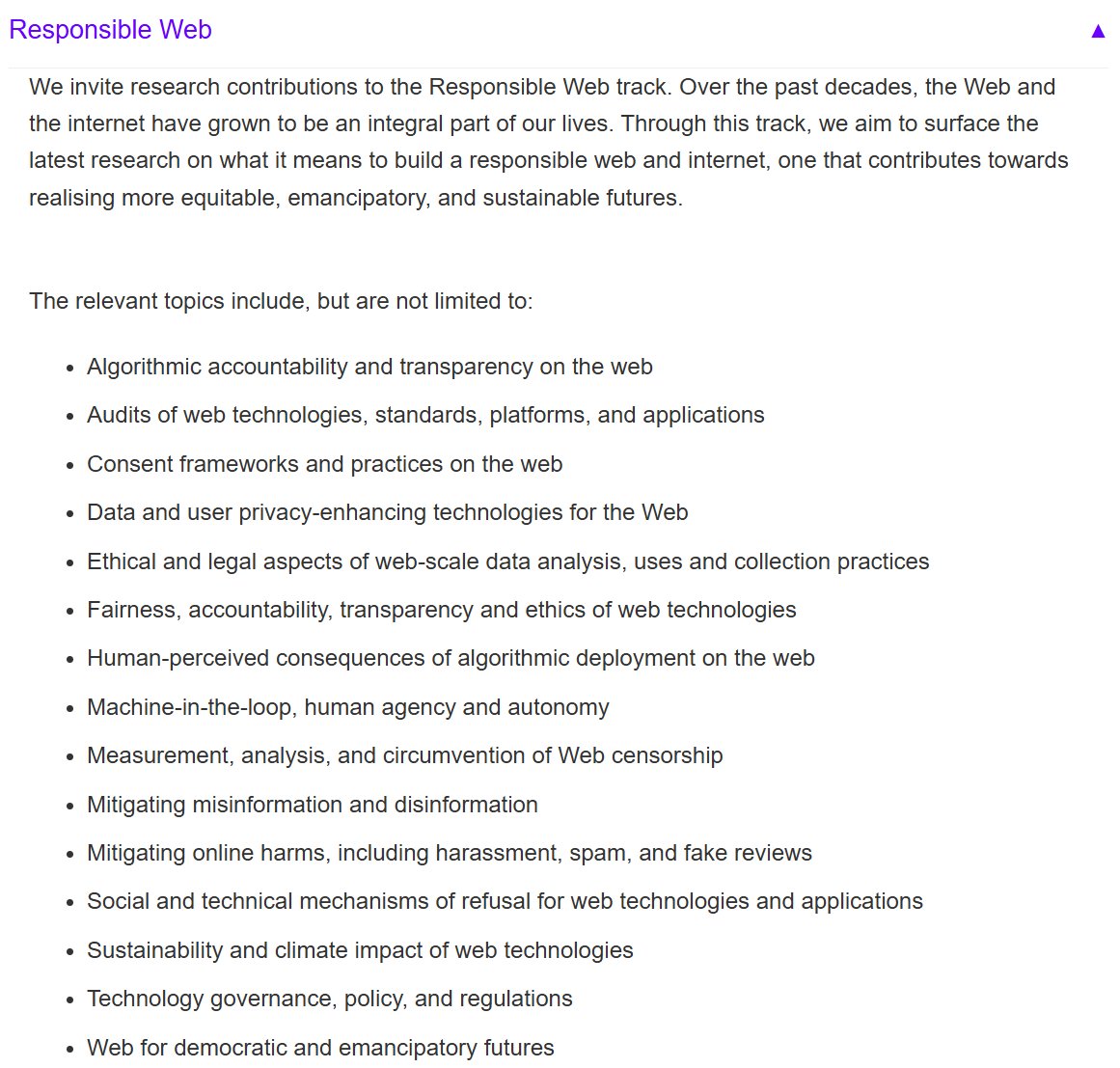 UnderdogGeek's tweet image. 📣 Announcing the call for papers for The Web Conference 2026 Responsible Web Track.

Abstracts due: September 30, 2025
Full papers due: October 7, 2025

🔗 Full call for papers: www2026.thewebconf.org/calls/research…

#WebConf2026 #ResponsibleWeb