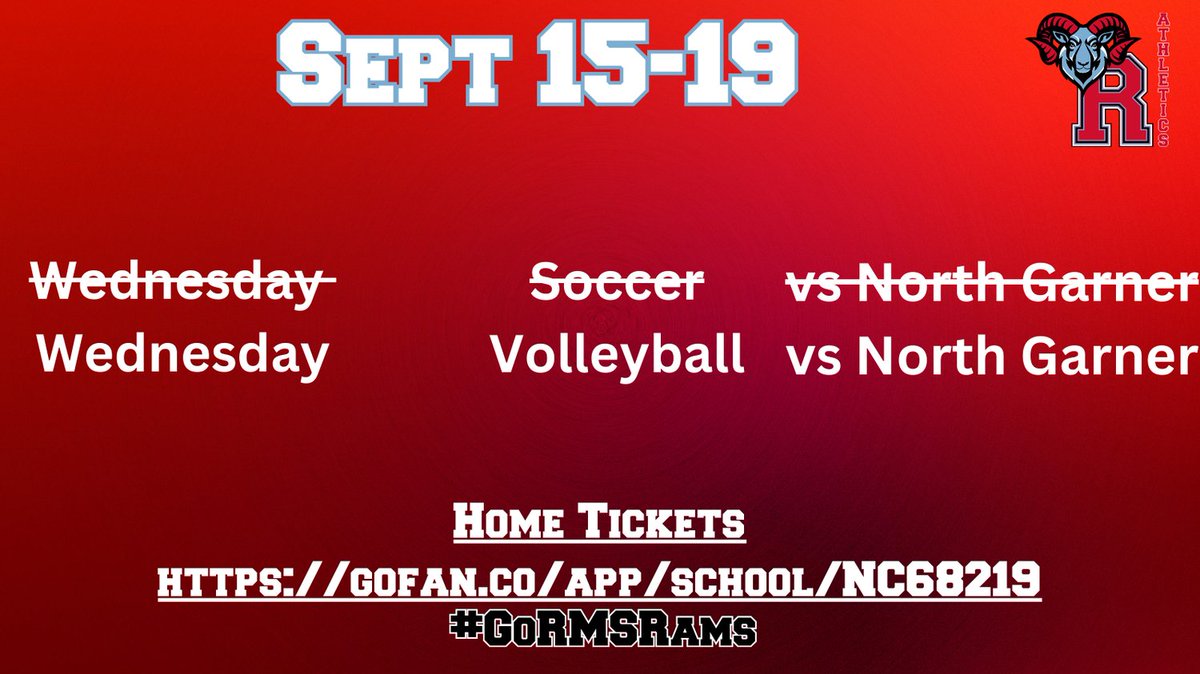 Updated <a href="/RolesvilleMS/">Rolesville MS</a> Athletics schedule for this week!