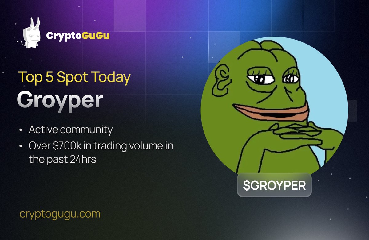 CryptoGuGuX's tweet photo. $Groyper made over 500% increase from it's all-time-lows in less than a week, with over $700k trading volume in the past 24hrs.

The current price action indicates bullish momentum https://t.co/0waWd5QBZ4