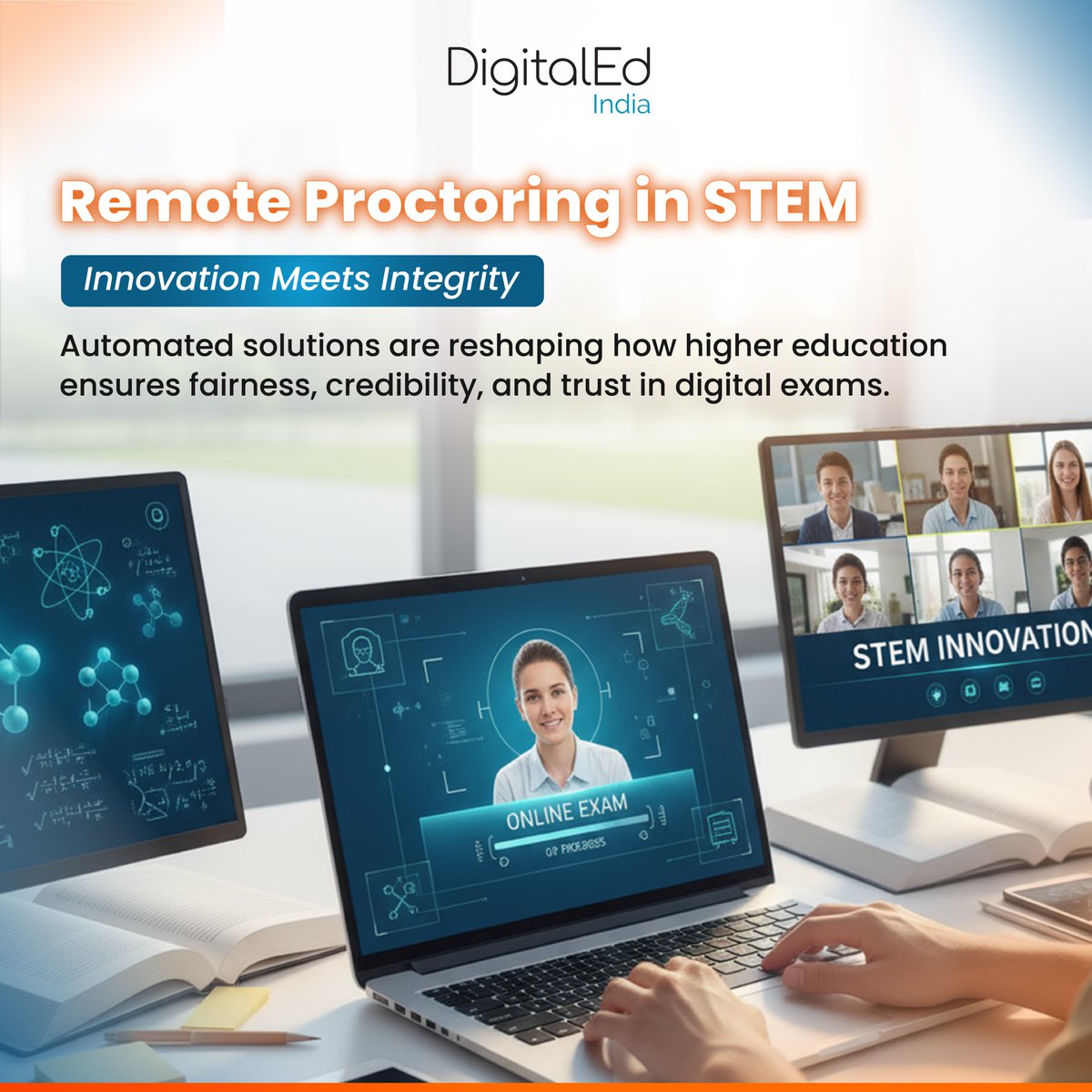 DigitalEdIndia's tweet photo. Innovation meets integrity in STEM exams.

AI monitoring, secure browsers &amp; randomized questions keep online assessments fair and scalable-without disrupting learning.
See how Möbius delivers secure digital exams: https://t.co/Un3FwpAM32

#RemoteProctoring #STEMEducation #EdTech https://t.co/mbIvtXcx4a