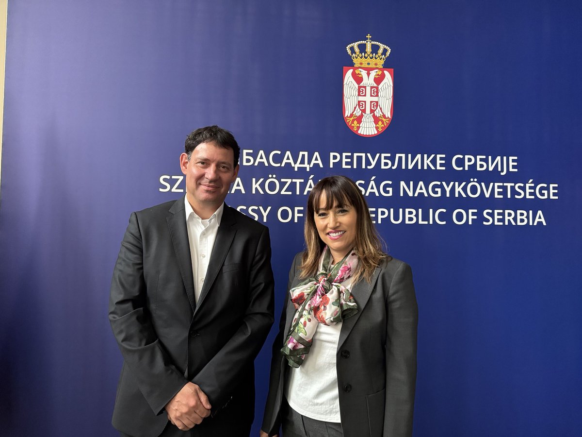 H.E. Ambassador <a href="/Djurovic_Aleks/">Aleksandra Djurovic</a> met with H.E. Anzej Frangeš, Ambassador of Slovenia to Hungary, with whom she discussed bilateral relations between Serbia 🇷🇸 and Slovenia 🇸🇮 with Hungary, as well as the most important topics of mutual interest in Hungary 🇭🇺.