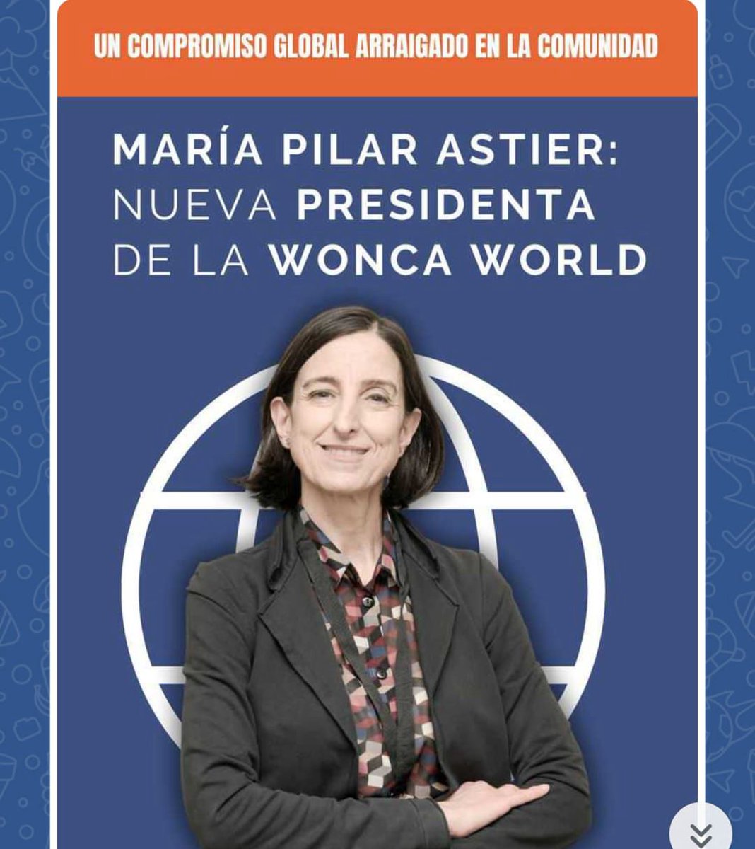 PilarAstier's tweet photo. Heartfelt thanks to all the organizations and colleagues who supported my candidacy as WONCA President-Elect! Together we will strengthen family medicine as the cornerstone of primary health care and universal health coverage. 💙🌍 #WONCA https://t.co/gKkrKEo4We
