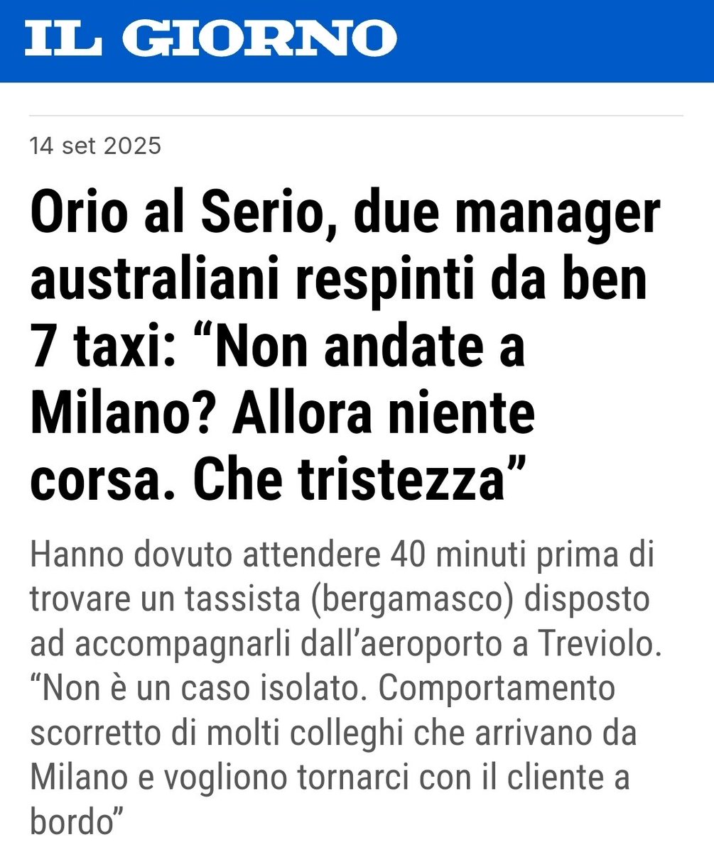 AndreaGiuricin's tweet image. È un caso isolato che 7 #taxi di fila rifiutino nel terzo #aeroporto italiano un cliente perchè non andava nella destinazione più conveniente a loro.
È un caso isolato che la politica si tappi gli occhi di fronte alla necessità di fare una riforma del settore?