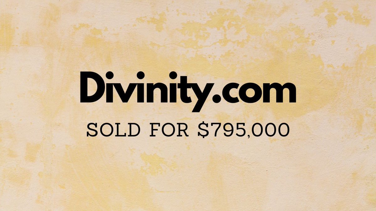 NameBio's tweet photo. Yesterday saw $1.6 million in domain name sales including:

$795,000 Divinity․com
$80,000 Orchid․ai
$80,000 Phenom․ai
$65,000 Covenant․ai
$60,500 RFID․ai
$44,000 Dreamer․ai

Full list 👉 https://t.co/j0CYSAgQrR

#Domains https://t.co/Jlie4kXlLY