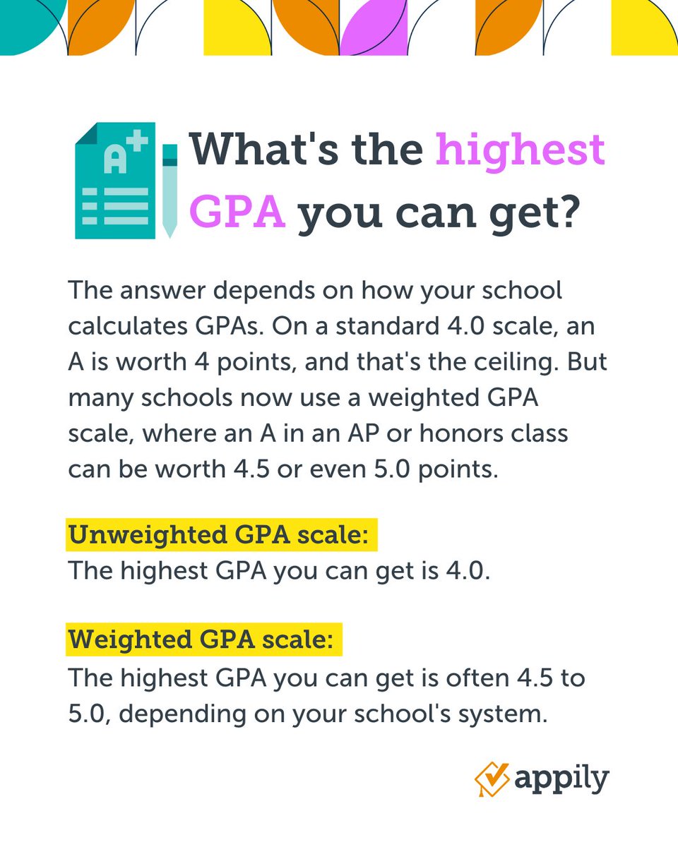 AppilyCom's tweet image. 👀 Ever wonder how some students get over a 4.0 GPA? Come back Thursday to find out!
#GPA #HighSchool #StudentTips #CollegeBound