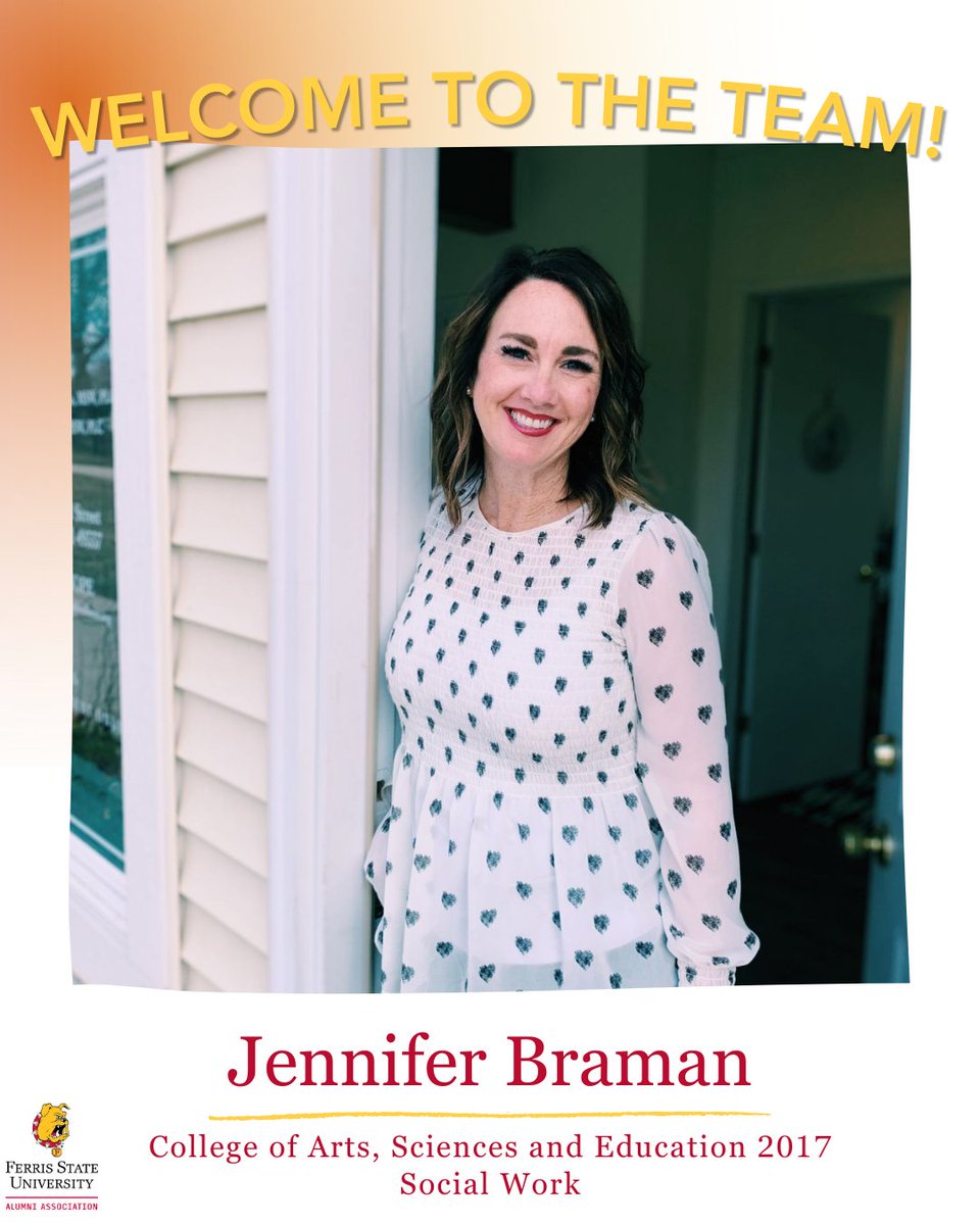 Happy Homecoming Week, Bulldogs!
Continuing the celebration... meet Jennifer Braman, a Social Work grad from the College of Arts, Sciences, and Education, and one of the new members of the Alumni Association Board. Welcome aboard, Jennifer! 🐾

#FERR1S #BeABulldog #FerrisForward