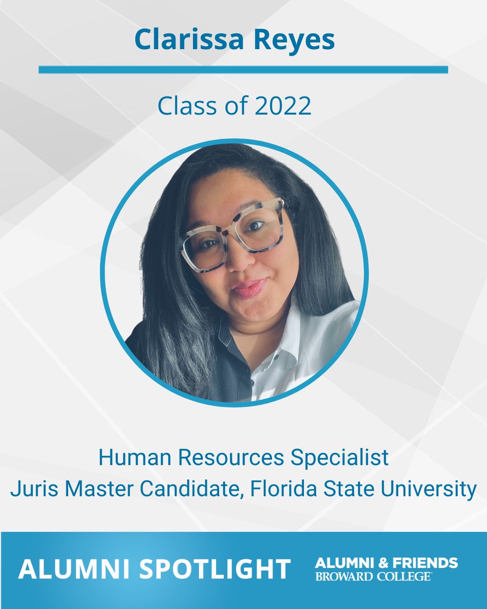 🎓 Introducing Clarissa Reyes, a proud alumna of the Class of '22! She is currently pursuing a Juris Master at Florida State University. She credits Broward College for contributing to her success! 🌟 Discover her inspiring journey: alumni.broward.edu/spotlights/cla…