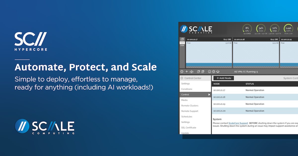 OSTG_US's tweet photo. From data center to edge, control matters. SC//HyperCore delivers deeper automation, easier integration &amp; seamless scaling for traditional + AI workloads—all in one unified platform. Get the infrastructure advantage.
 📲  https://t.co/1BKfuyQUHy 
#edgecomputing #automation https://t.co/nxKA6SrLCJ