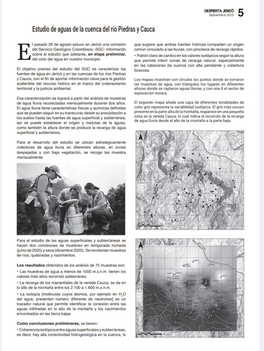 #FelizMartes para celebrar los estudios de aguas de las cuencas del río Piedras y del Cauca que está realizando el <a href="/sgcol/">Servicio Geológico Colombiano</a> en #Jericó, Antioquia. 
¡AGUA SÍ, Mina NO!. #FueraAngloGold