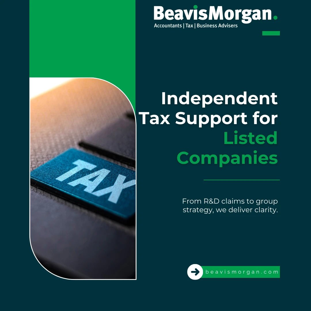 From R&amp;D claims to group tax strategy, listed companies need experienced, independent tax support.

We help CFOs manage compliance while identifying opportunities for efficiency and planning.

Recent work includes tax compliance and advisory for large, multi-entity corporates.