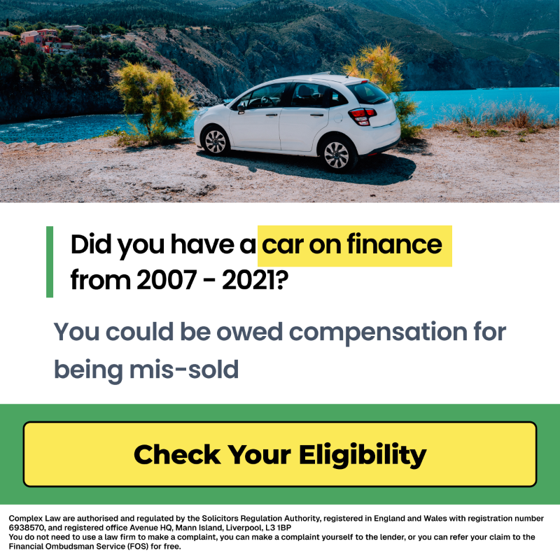 PCPComplexLaw's tweet photo. Have you had a car on finance between 2007 - January 2021? 
You might have been affected by an unfair Discretionary Commission Arrangement.

The FCA estimates £18 billion could be owed back to drivers and you could be owed compensation!