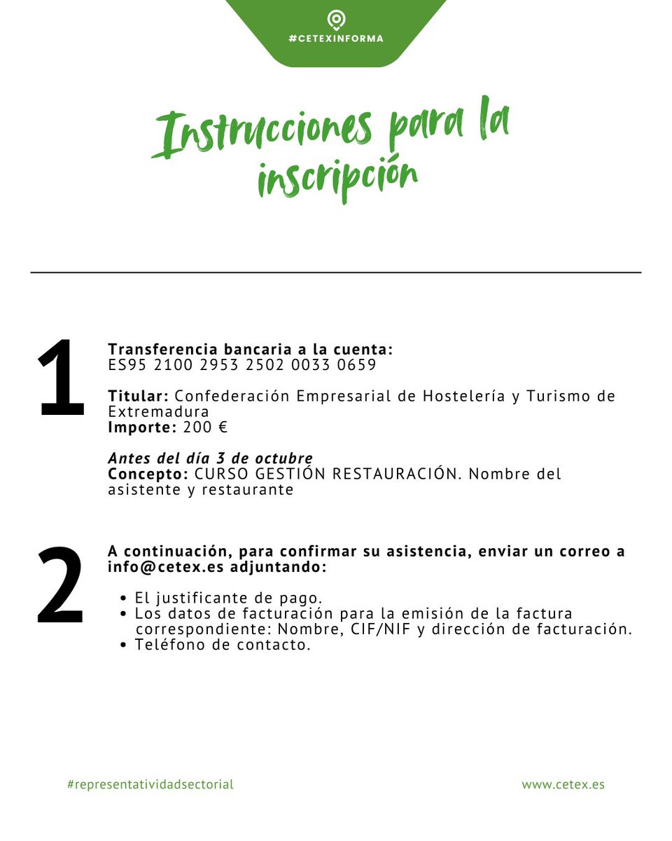 #CetexInforma 📣 Inscríbete en el Curso Intensivo de Gestión en Restauración con Ferran Adrià y el equipo de elBullifoundation.
cetex.es/ferran-adria-f…

Promovido por <a href="/caixabank/">CaixaBank</a>  y que cuenta con la colaboración de <a href="/CETEXOficial/">Confederación Empresas de Turismo de Extremadura</a> 
#representatividadsectorial #hostelería