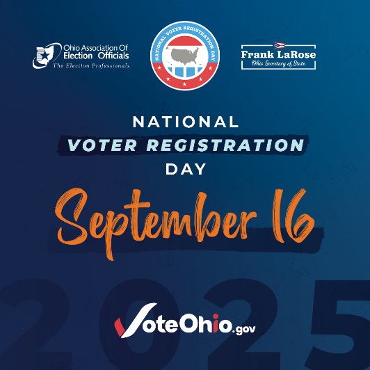 The Lake County Board of Elections will be at the Willoughby Senior Center 9:15 am - noon, 
and Lake Erie College 10:00 am - 3:00 pm,
for National Voter Registration Day.  If you need to register or update your information, come say hello and fill out form.#voteOhio