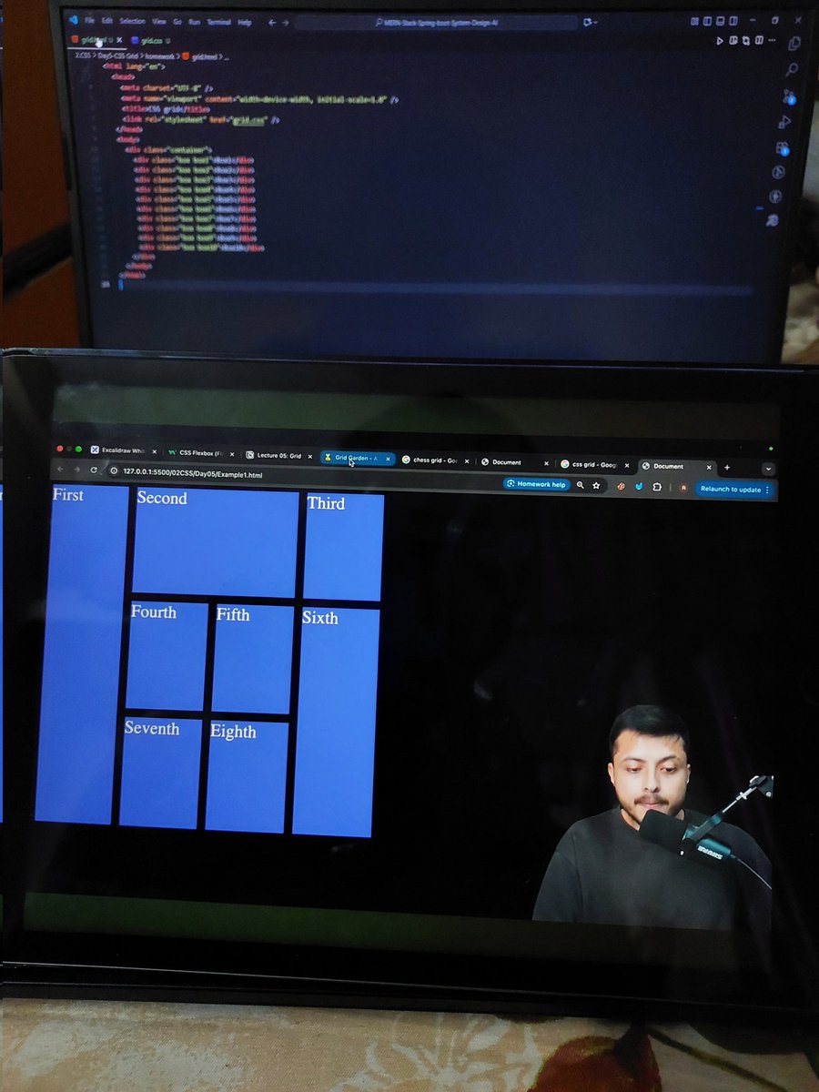 _abhijeet13's tweet image. Day 11 of #WebDev 🚀
Dive into CSS Grid today — the ultimate tool for building modern, responsive 2D layouts 🎨⚡

Combined CSS Grid + Flexbox to build clean, modern &amp;amp; responsive layouts. 💻✨

#100DaysOfCode #CSSGrid #WebDevelopment #Frontend #LearnInPublic