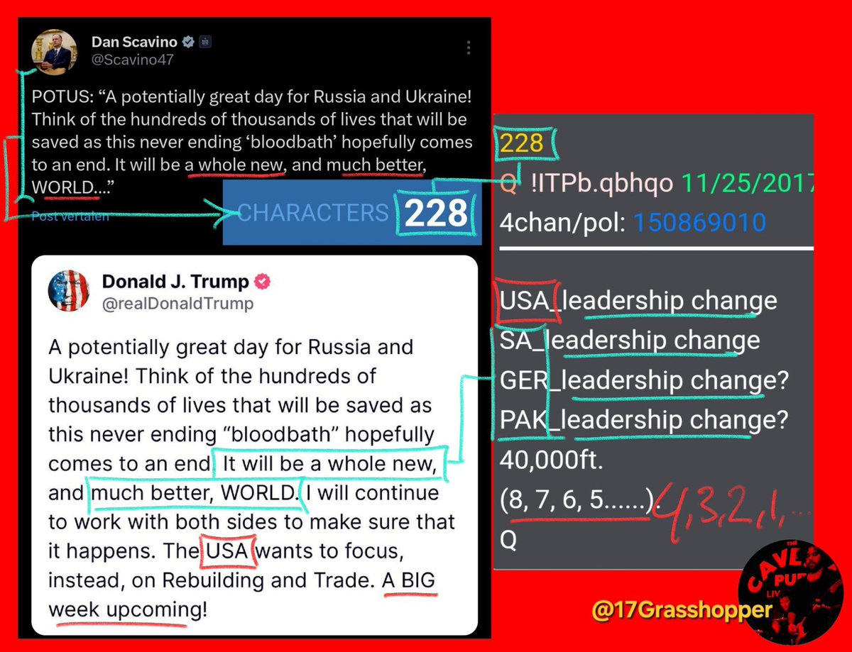 Q_research_Team's tweet image. DAN SCAVINO DROPPING:
IT WILL BE A WHOLE NEW, AND MUCH BETTER WORLD!
[228] CHARACTERS

Q: 228
‼️WORLD WIDE LEADERSHIP CHANGE‼️