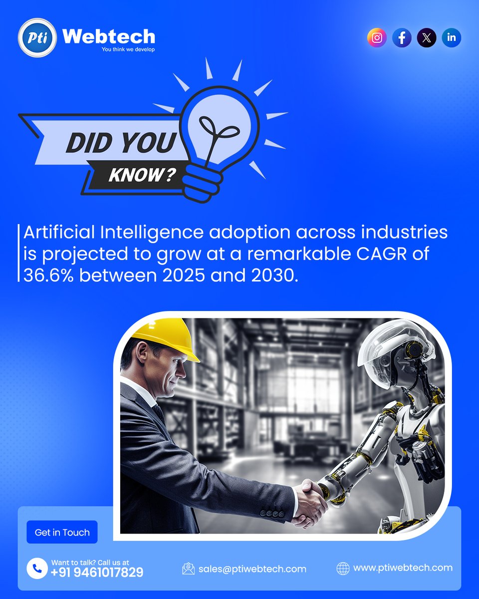 ptiwebtech's tweet image. Did You Know!

#AIServices #ptiwebtech #DidYouKnow #AIFacts #AIStats #TechExperts #AIConsulting #AIForBusiness #HireAIExperts #AIDevelopment #ArtificialIntelligence #SmartSolutions #TechTrends #FutureOfWork #DigitalTransformation