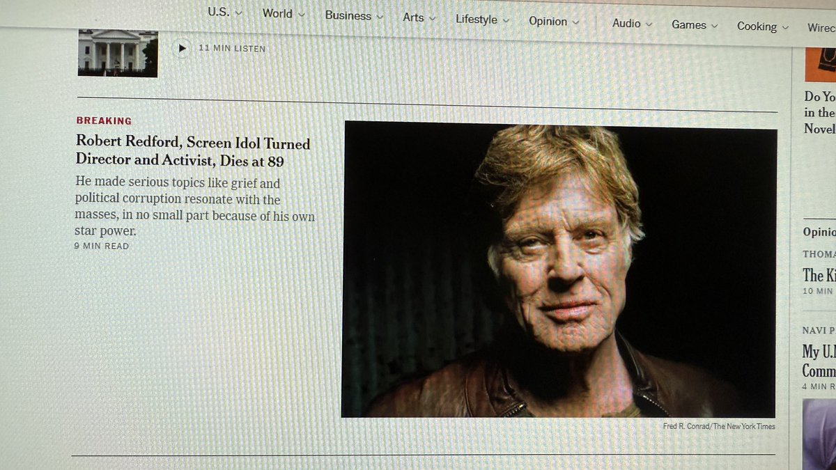 Esto del New York Times anunciando la muerte de Robert Redford…. uffff.
