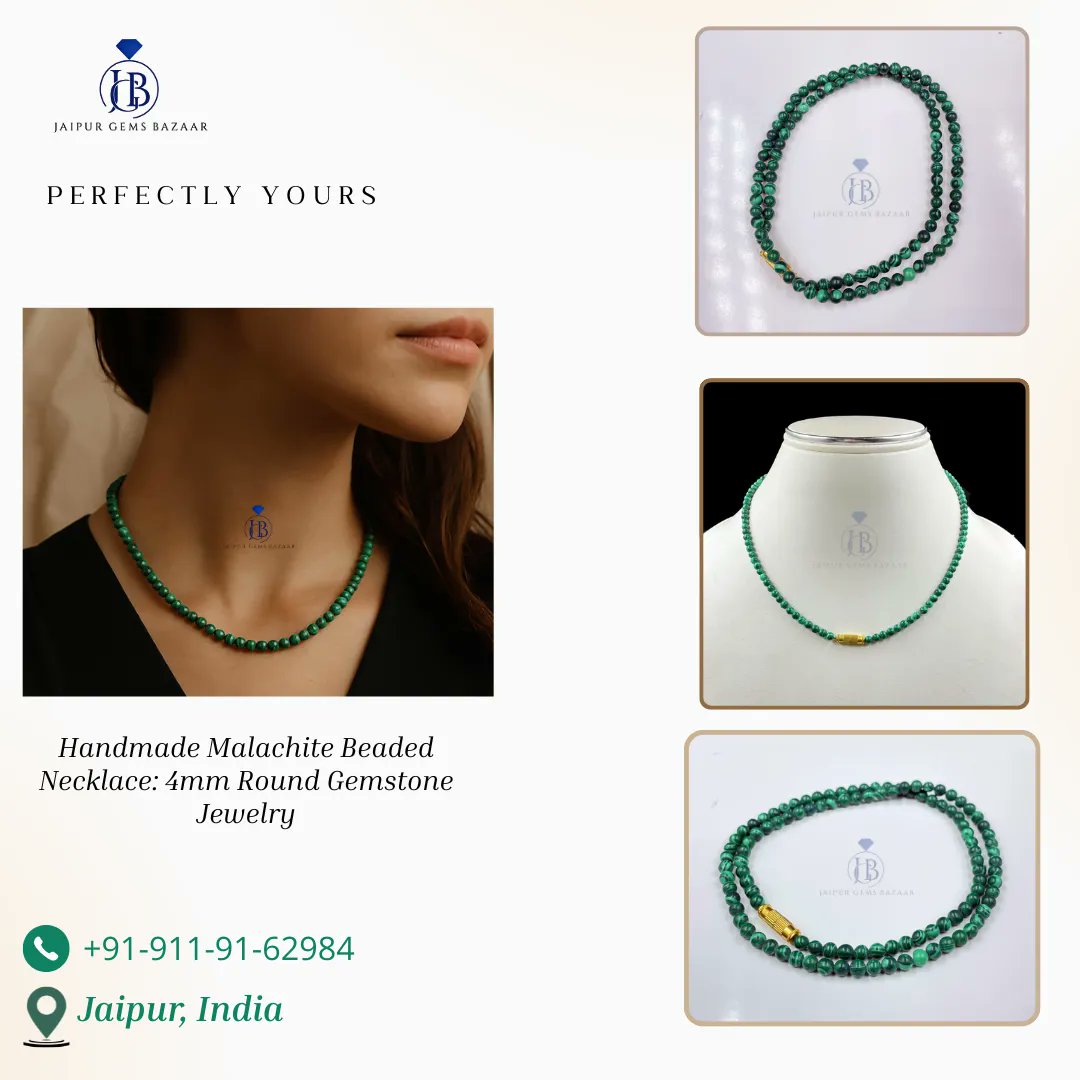 JprGemsBazaar's tweet photo. Elevate your style with this Handmade Malachite Beaded Necklace—4mm round gemstones for a touch of natural elegance. 🌿💚#MalachiteNecklace #HandmadeJewelry #GemstoneJewelry #BeadedNecklace #NaturalGemstones #ElegantAccessories #UniqueJewelry #GreenGemstone #BohoChicStyle https://t.co/s0c7wmZvh4