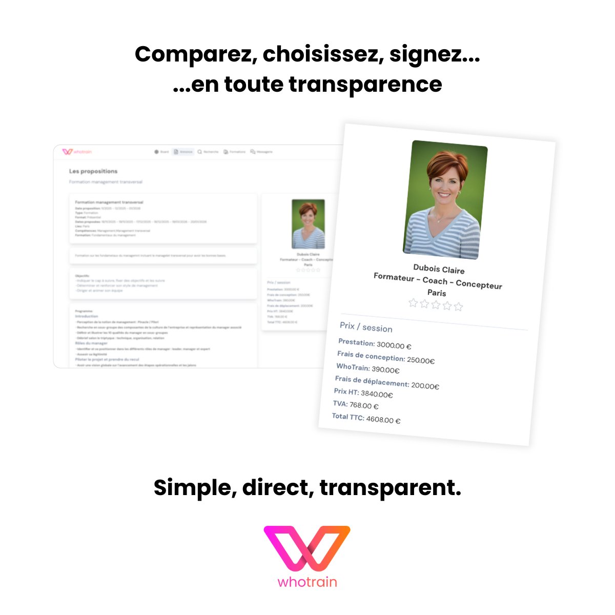whotrain_com's tweet photo. Chez Whotrain, la transparence n’est pas une promesse.

✔️ Tarifs visibles
✔️ Commission affichée
✔️ Évaluations des intervenants
✔️ Contrats générés automatiquement
Pas d’intermédiaire flou. Pas de marge cachée.

🔗Préinscriptions : https://t.co/xOb2M7x2Vu https://t.co/61Bfs0vL8I