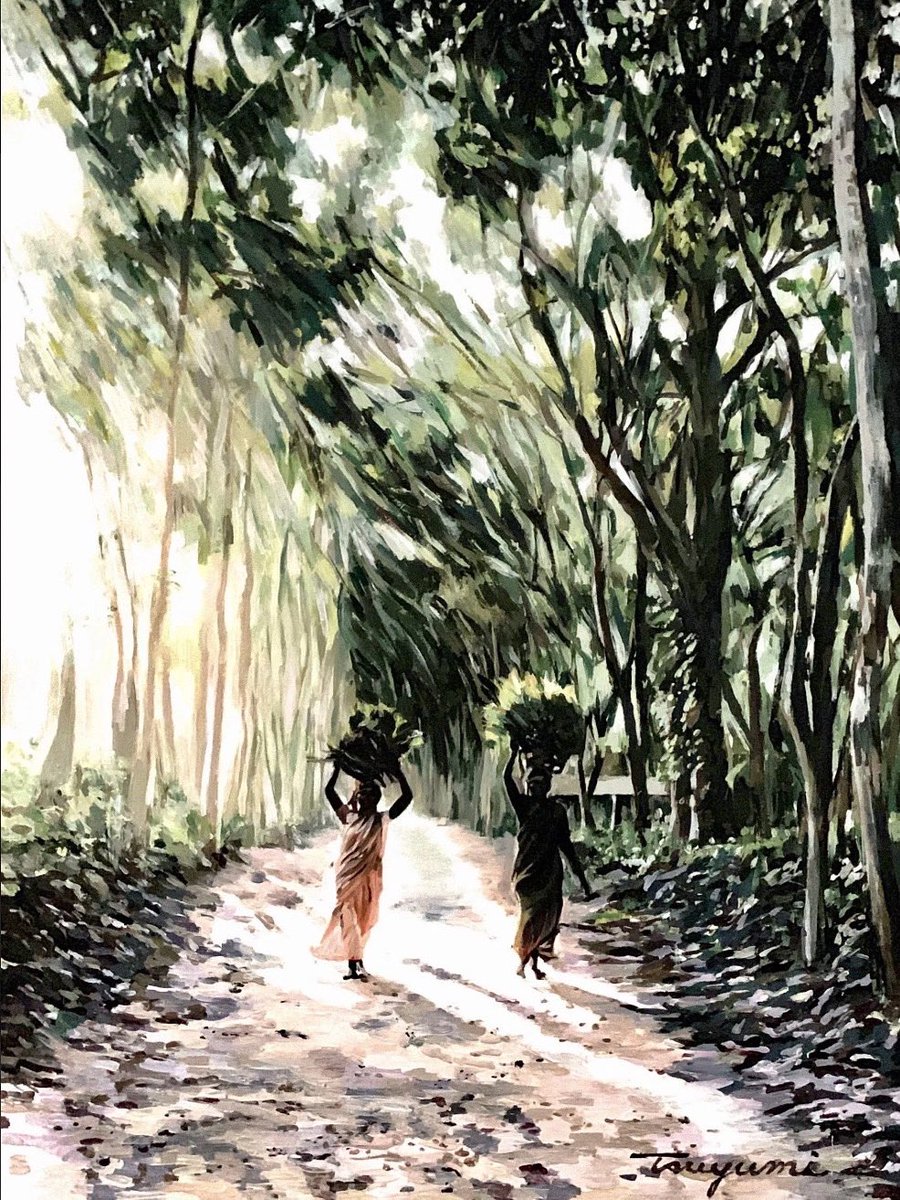 HEYMIWA1's tweet image. Beneath the canopy, light scatters into a hundred shades of green.

Bangladesh Forest (2019) — a portrait of resilience, quiet strength, and companionship. Painted entirely with one flat brush. 🌿✨

#TsuyumiMiwa #BangladeshForest #AvailableArt #SingaporeArt