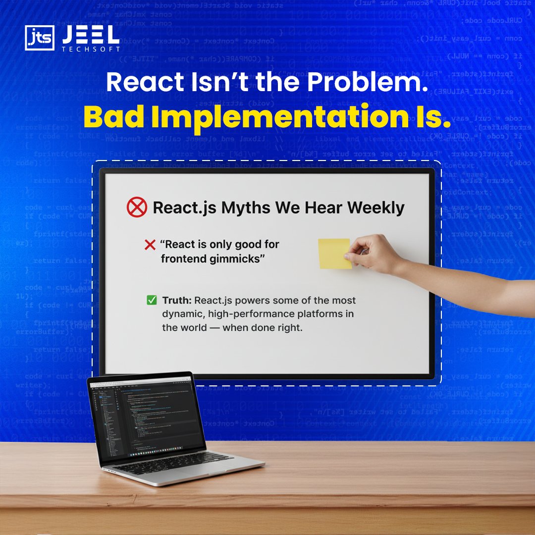 JeelTechsoft's tweet image. React is overkill”? Think again. ⚡

We build React apps that scale, perform &amp;amp; deliver.
👉 jeeltechsoft.com/web-developmen…

#ReactDoneRight #JeelTechsoft #ReactMyths #ReactDevelopmentExperts #FrontendFrameworks #RealWorldReact
