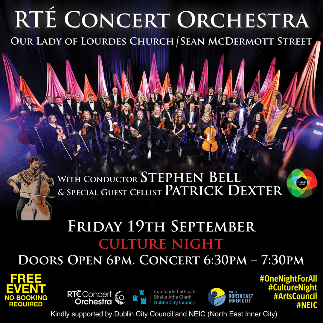 Join us this Friday for Culture Night!  We are a short walk from Our Lady of Lourdes Church, Sean McDermott Street 🎶 <a href="/CultureNight/">Culture Night</a> #OneNightForAll 
#RTEConcertOrchestra #ArtsCouncil #CultureNight