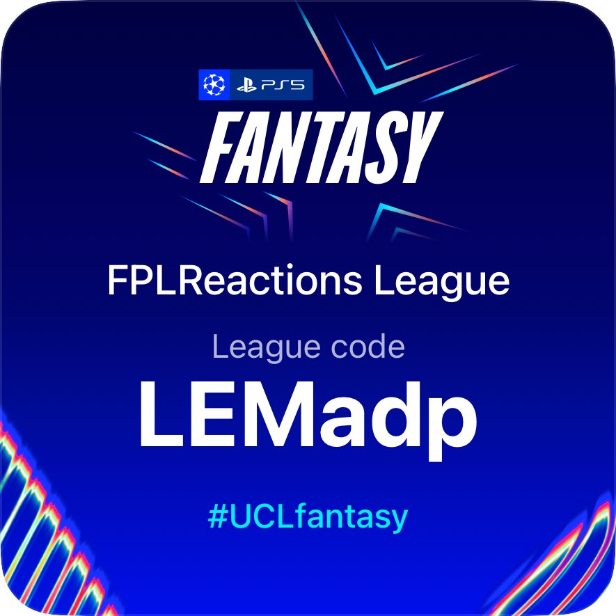 UCL FANTASY MINI LEAGUE 🚨

Come join my league guys 👇 gaming.uefa.com/en/uclfantasy/…
